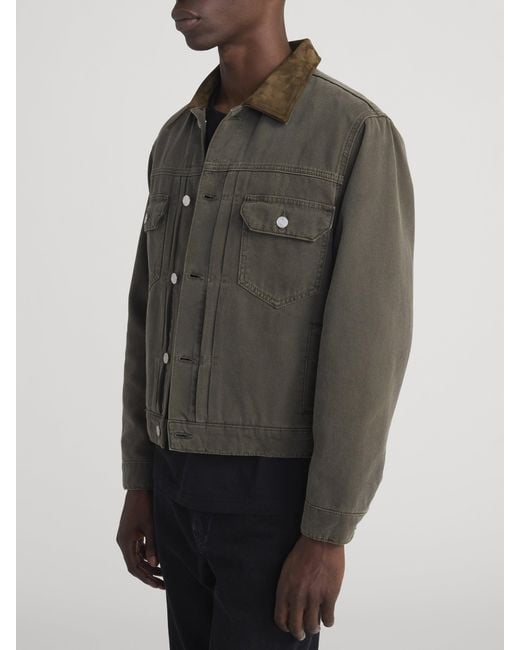 FRAME Green Canvas Trucker Jacket