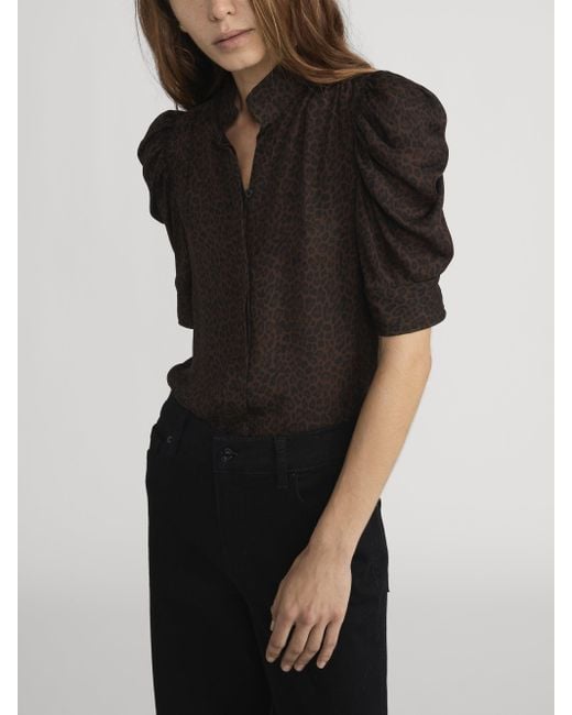 FRAME Black The Leopard Gillian Top