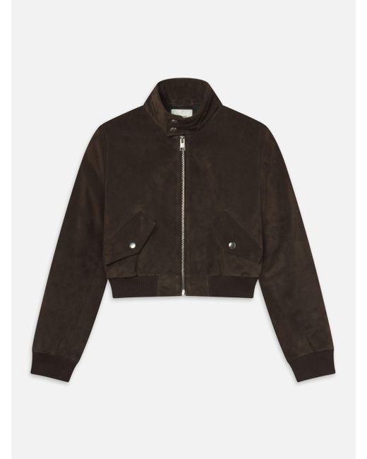 FRAME Black The Suede Harrington Jacket