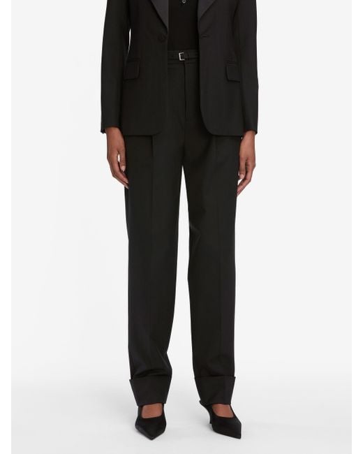 FRAME Black The Cuffed Pleated Trouser