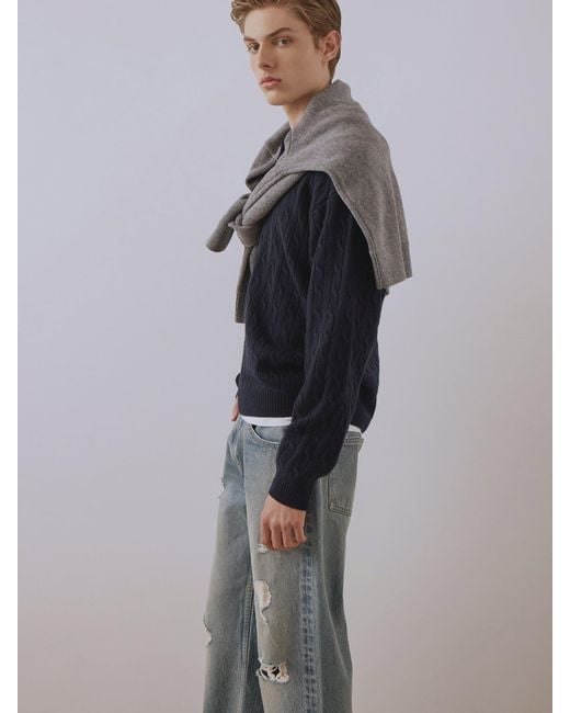 FRAME Blue Cable Polo Sweater for men