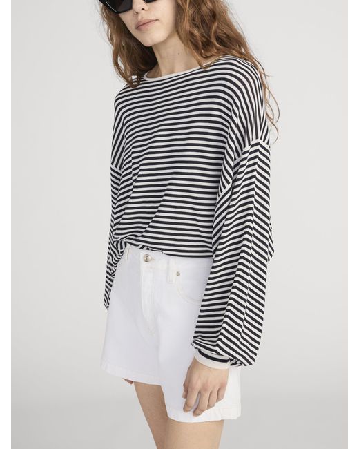 FRAME Gray The Striped Slouchy Sweater