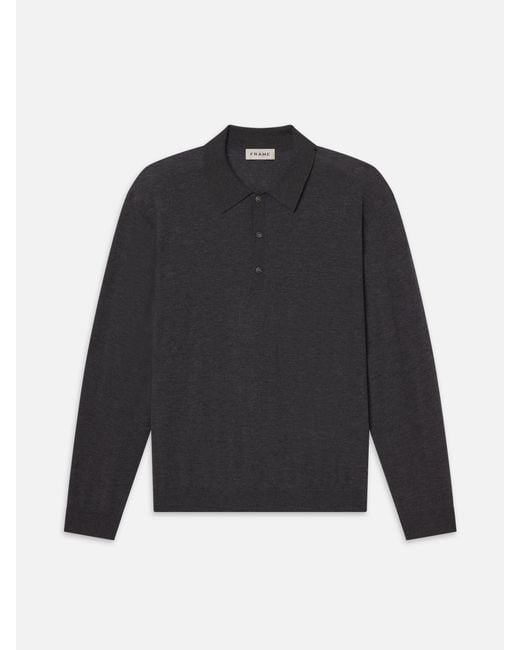 FRAME Blue Superfine Polo Sweater for men