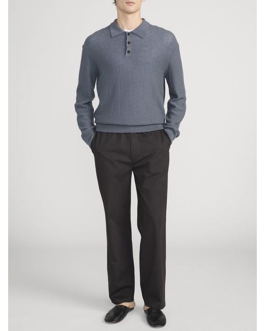 FRAME Blue Long Sleeve Polo Sweater for men