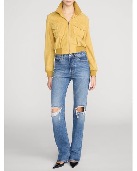 FRAME Yellow The Suede Ace Jacket