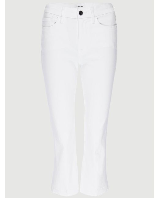 FRAME Le Pixie Crop Mini Boot Released Hem in White | Lyst
