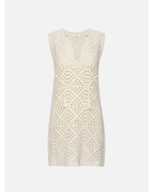FRAME White Crochet Tassel Popover Dress