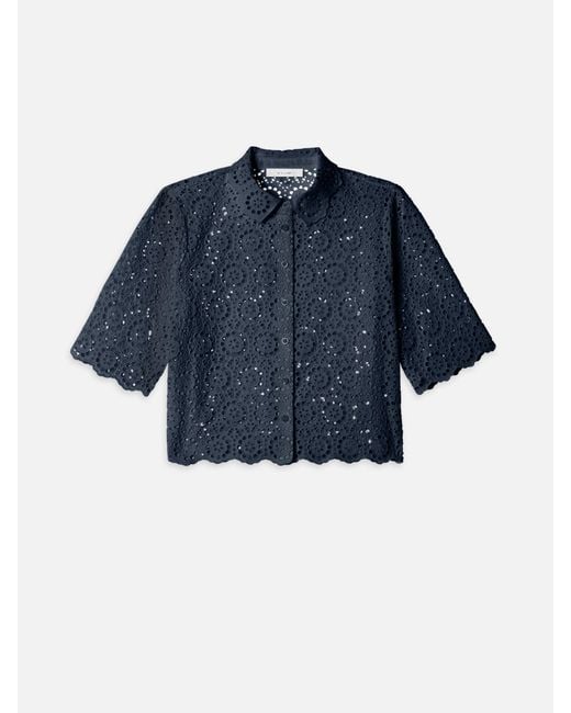FRAME Blue The Petal Eyelet Shirt