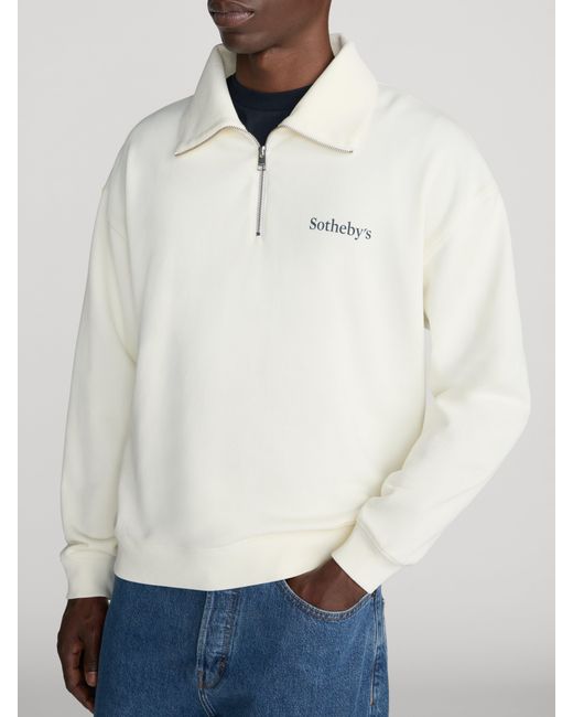 FRAME White Sotheby's Half Zip Sweatshirt for men
