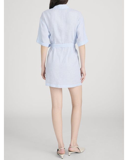 FRAME Blue The Linen Belted Dress Chambray