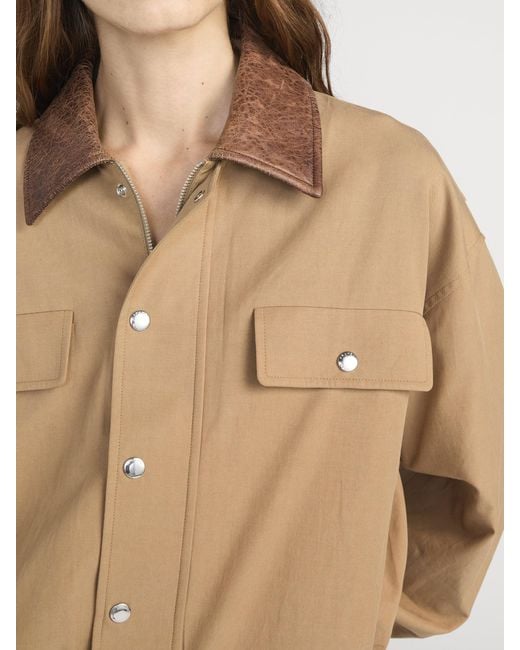 FRAME Natural The Leather Collar Bubble Jacket