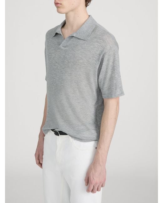 FRAME Gray Superfine Polo Sweater for men