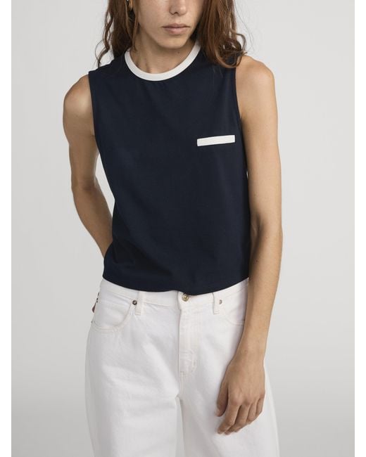 FRAME Blue The Pique Pocket Tank