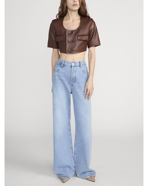 FRAME Brown The Cropped Leather Jacket
