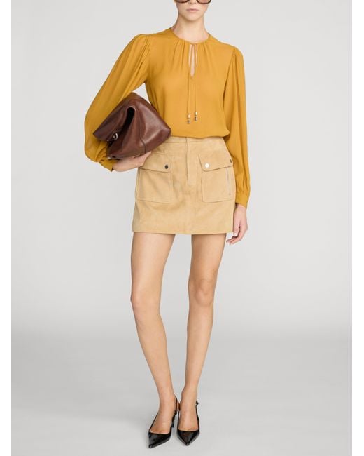 FRAME Yellow The Silk Amulet Blouse