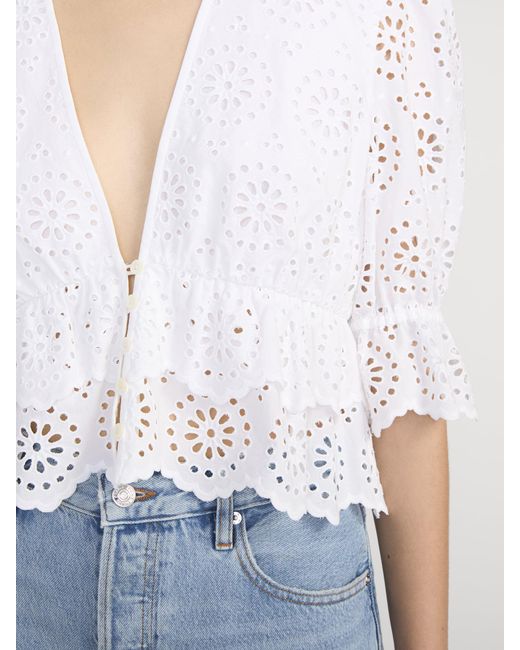 FRAME White The Solstice Eyelet Blouse