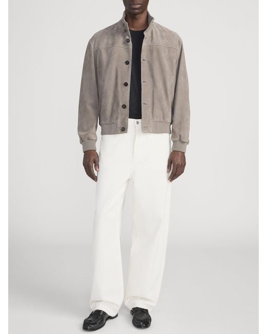 FRAME Brown Rib Collar Suede Jacket for men