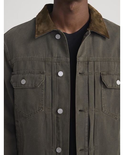 FRAME Green Canvas Trucker Jacket