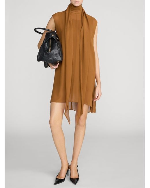 FRAME Brown The Wisp Tie Dress