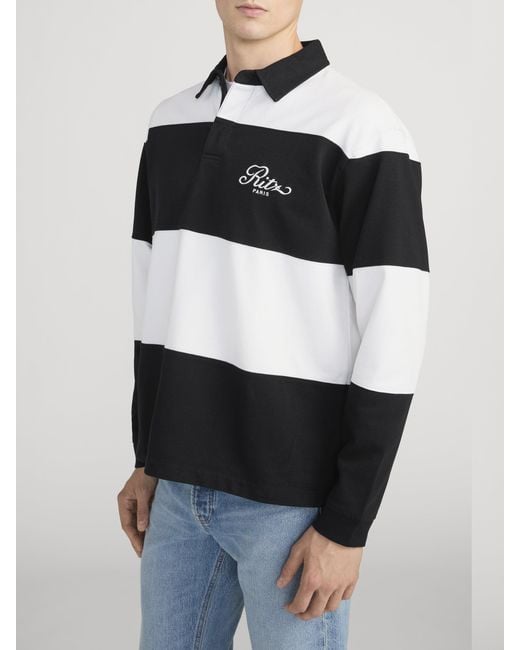 FRAME Black Ritz Rugby Polo Shirt for men