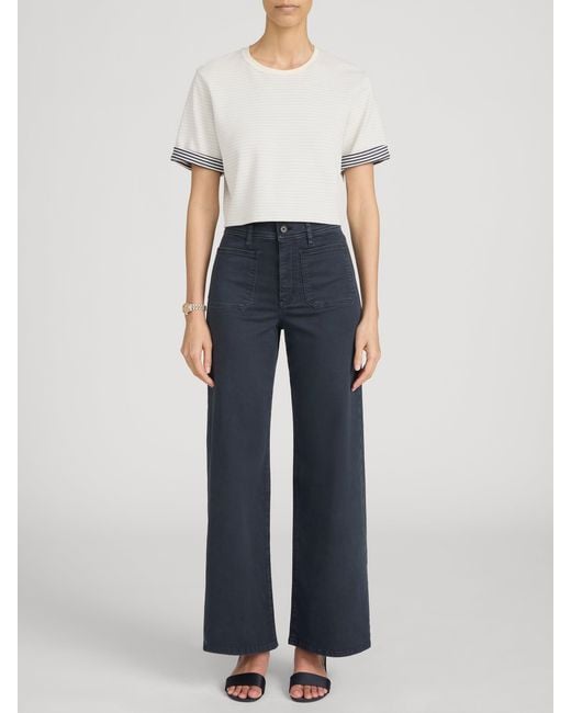 FRAME Blue Le Slim Palazzo Harbor Pocket