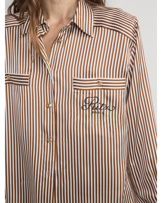FRAME Natural Ritz Striped Pajama Shirt