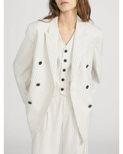 FRAME White The Pinstripe Avenue Blazer