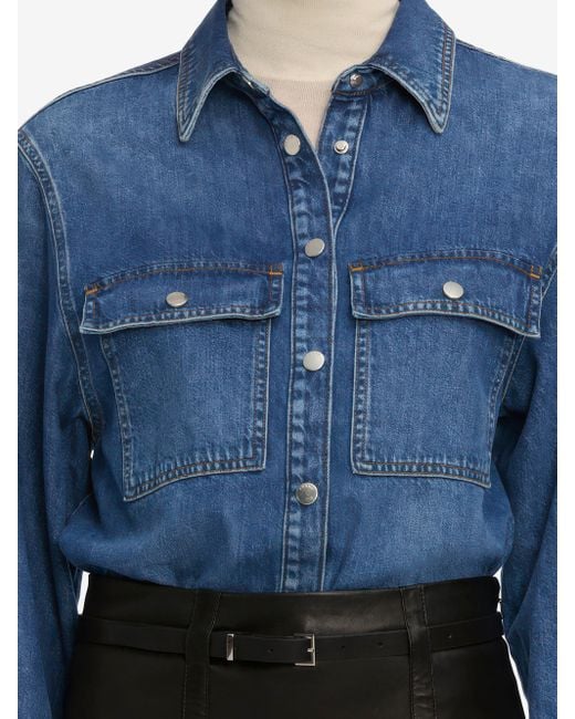 FRAME Blue The Long Sleeve Hi-low Shirt