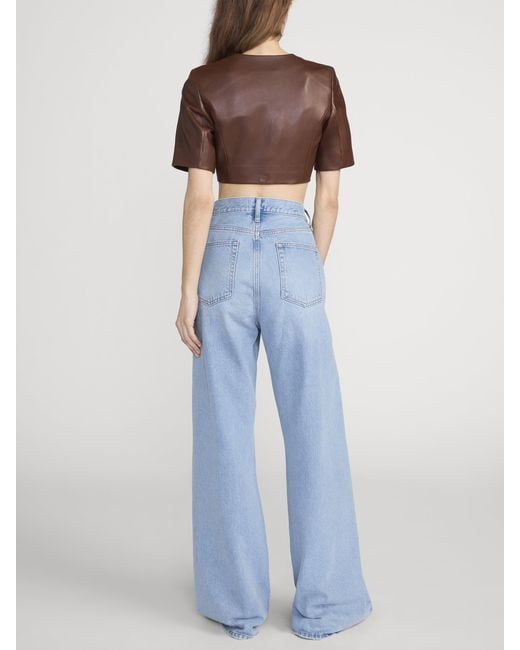 FRAME Brown The Cropped Leather Jacket