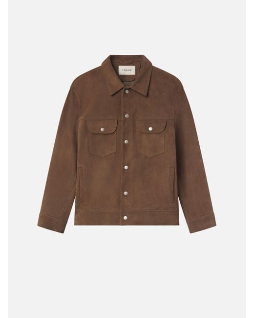 FRAME Brown Suede Trucker Jacket for men