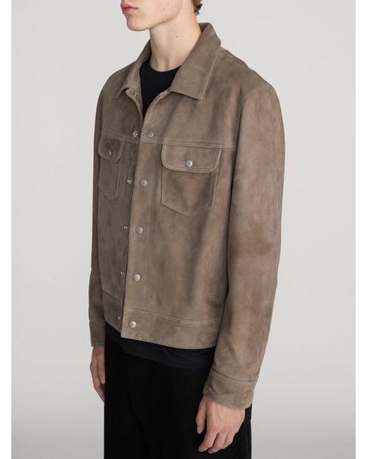 FRAME Brown Suede Trucker Jacket for men