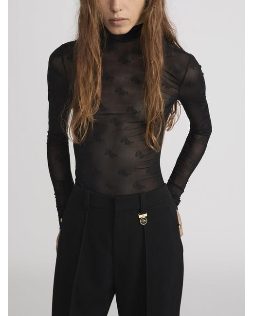 FRAME Blue Ritz Mesh Bodysuit
