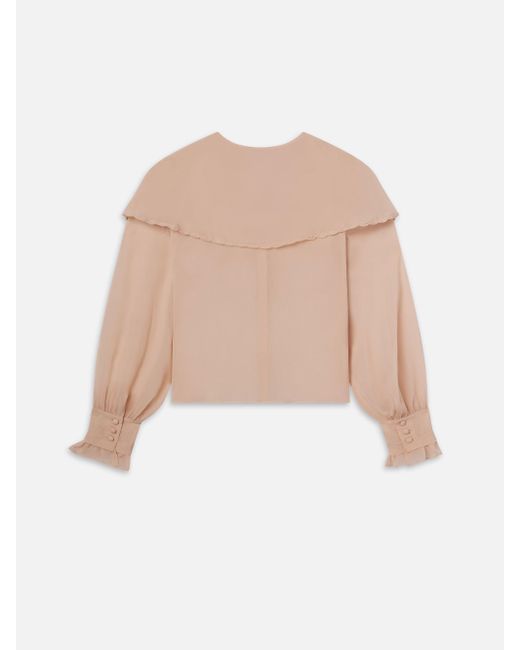 FRAME Natural Sheer Ruffle Blouse