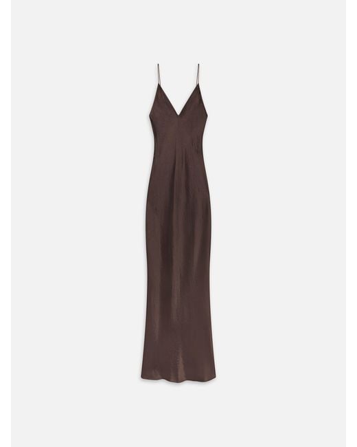 FRAME Brown The Textured Satin Dress