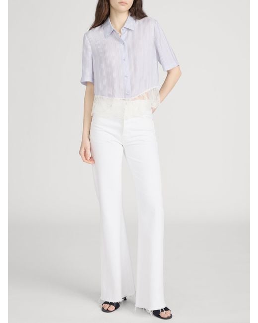 FRAME Purple The Stripe Lace Shirt