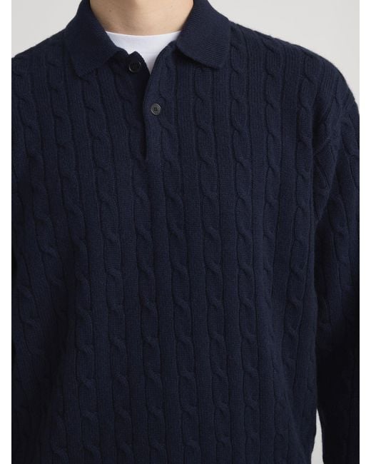 FRAME Blue Cable Polo Sweater for men