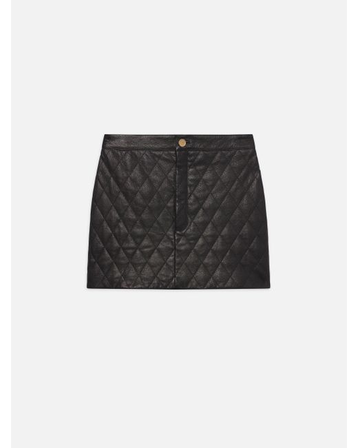 Black leather quilted skirt sales