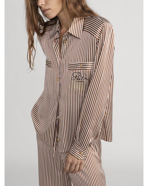 FRAME Natural Ritz Striped Pajama Shirt