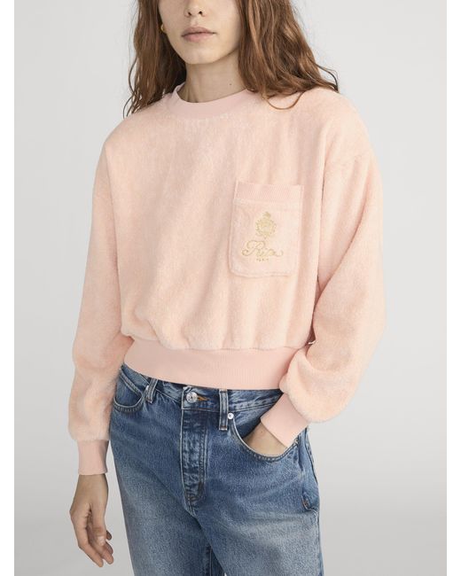 FRAME Natural Ritz Terry Cropped Sweatshirt