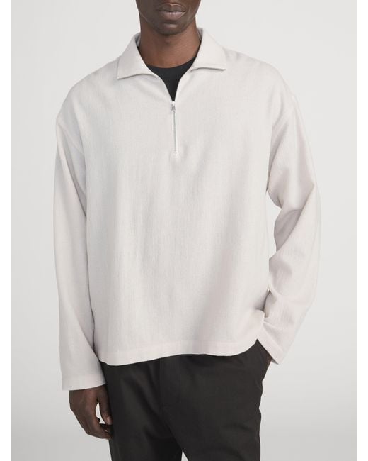 FRAME White Half Zip Overshirt Jacket