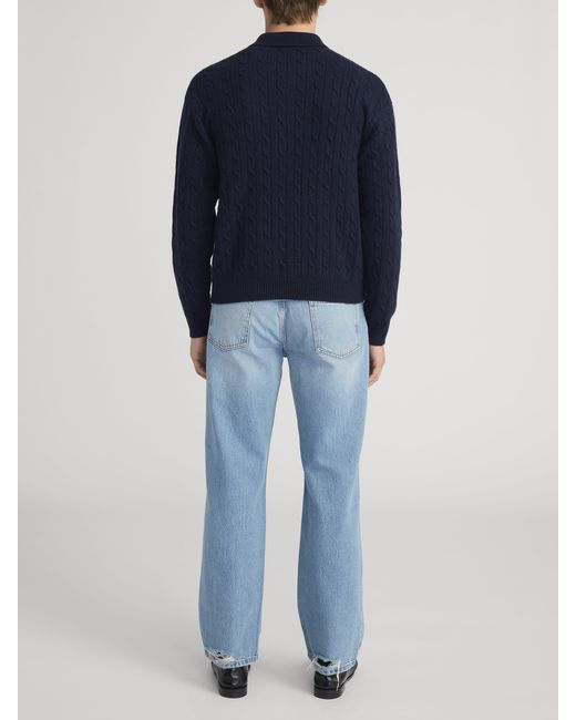FRAME Blue Cable Polo Sweater for men