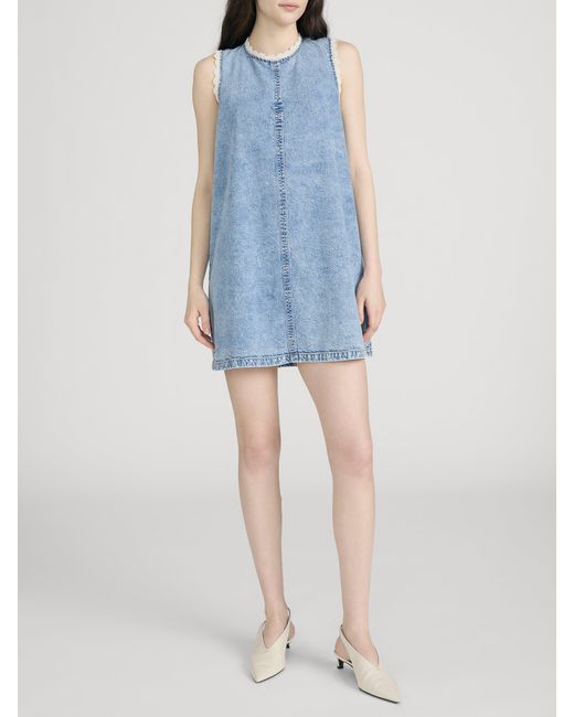 FRAME Blue The Crochet Tide Dress