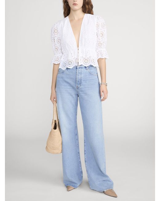 FRAME White The Solstice Eyelet Blouse