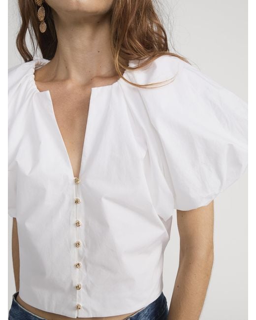 FRAME White The Dramatic Sleeve Blouse
