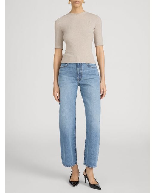FRAME Natural The Heather Rib Crew Tee