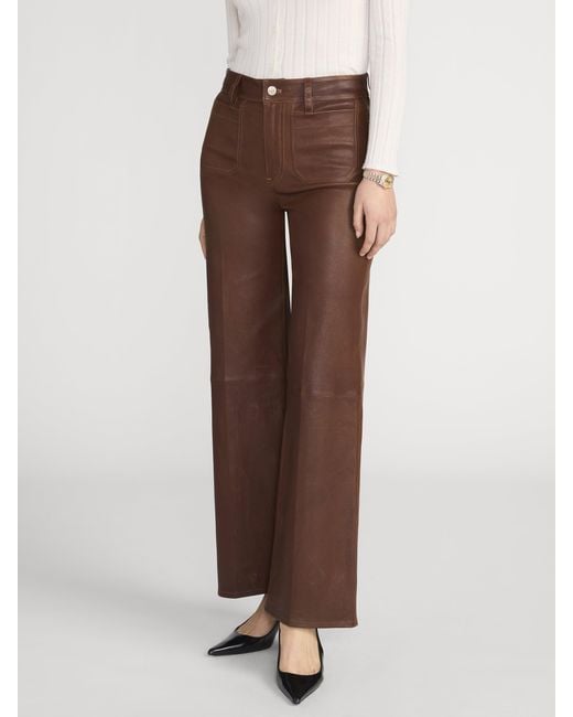 FRAME Brown Le Slim Palazzo Modernist Pocket Leather