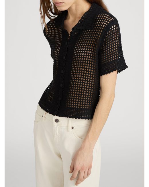 FRAME Black The Crochet Top