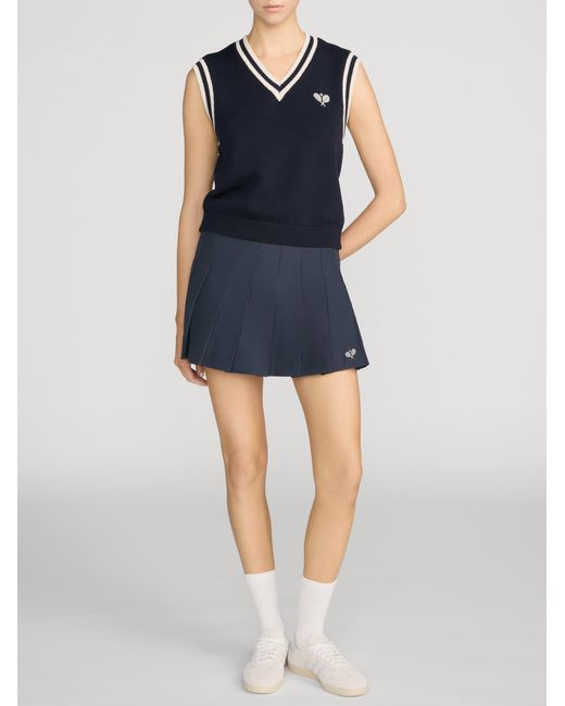 FRAME Blue The Tennis Pleated Skirt