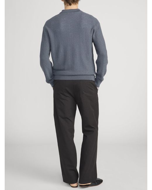FRAME Blue Long Sleeve Polo Sweater for men