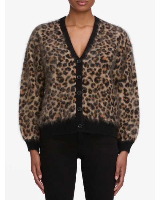 FRAME Brown The Brushed Leopard Cardi